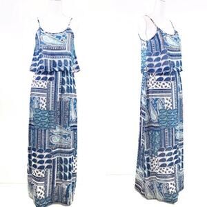 Liberty Love Small Blue & White Paisley Maxi Dress